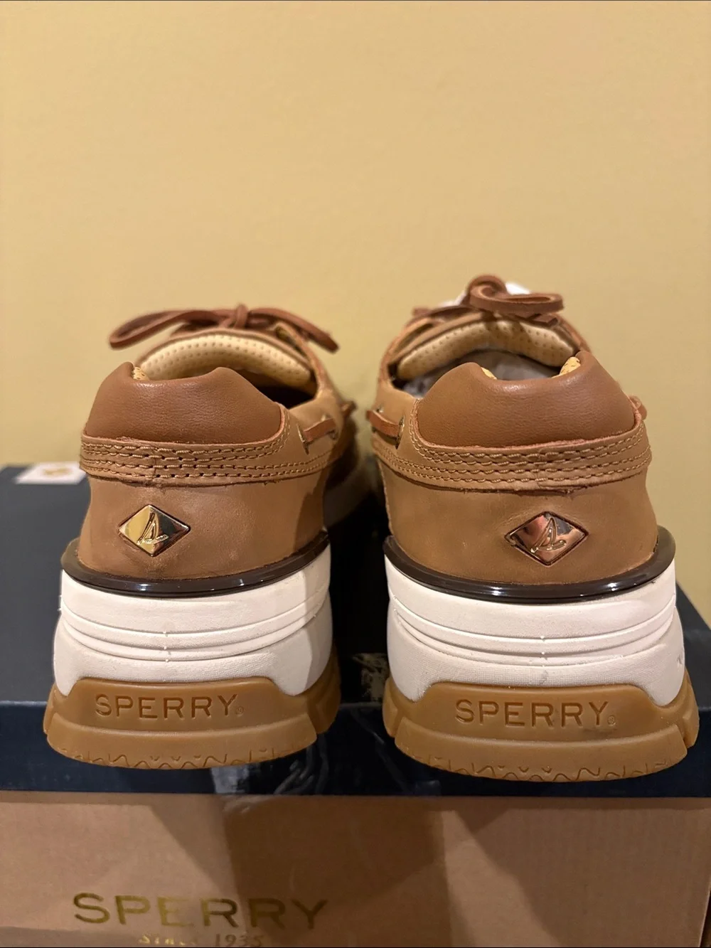 Sperry Mens Gold Billfish Plushwave Gold Cup Collection Boat Shoe Tan 7.5 NIB